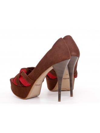 Women's brown and maroon leather heels