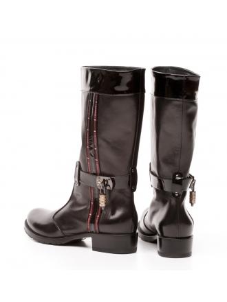 Fabi black smooth and patent leather boots