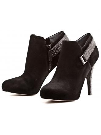 GUESS Black Suede Leather Boots on Heel OWIM 22 FLOWM3 SUE09 BLACK