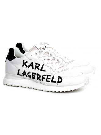 Sneakersy Męskie Karl Lagerfeld Biel Velocitor KL52915 010 White Lthr w/Black