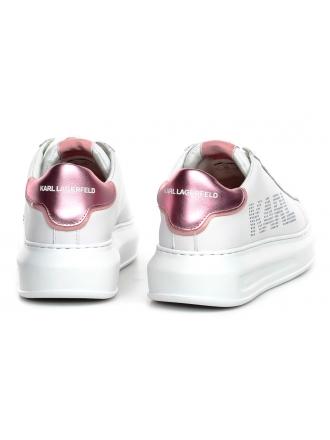 Sneakersy Damskie Karl Lagerfeld Biel KL62520 01P White Lthr w/Pink