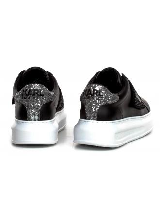 Sneakersy Damskie Karl Lagerfeld Czarne KAPRI KL62536 00S Black Lthr w/Silver