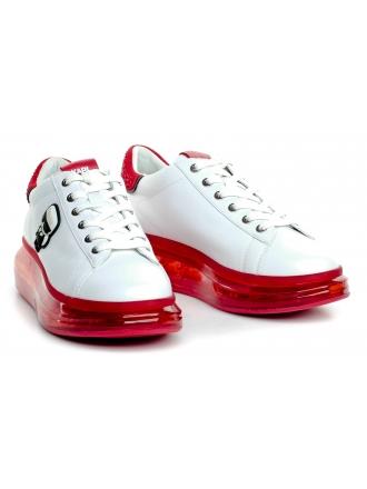 Sneakersy Damskie Karl Lagerfeld Biel KL62630 01D White Lthr w/Red