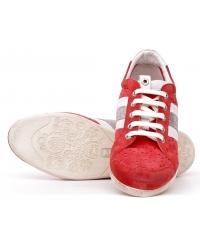Sneakersy Włoskie Janet Sport Skórzane Czerwone 19 31883 ROSSO