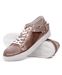 Janet Sport Italian dirty gold leather sneakers