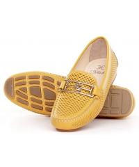 FABI women&#039;s smooth leather yellow moccasins