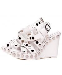 GEOX women&#039;s white leather sandals