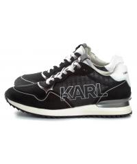 Sneakersy Męskie Karl Lagerfeld Czerń Velocitor II KL52920 400 Black Lthr &amp; Textile