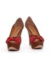 Women's brown and maroon leather heels